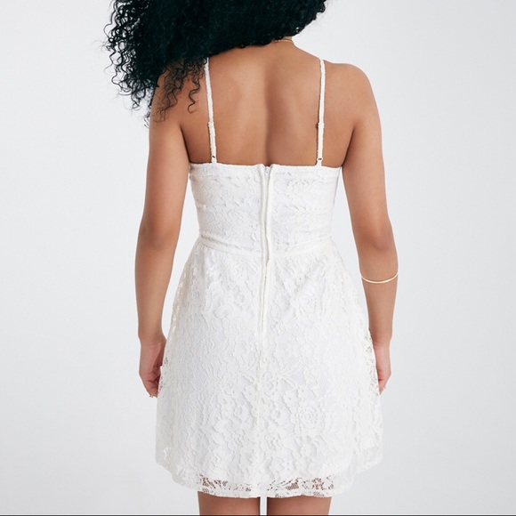 White Ivory High Neck Lace Skater Dress By WetSeal - Picture 2 of 3